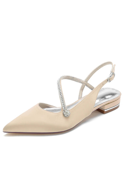 Double Straps Crystal Pointed Toe Mules