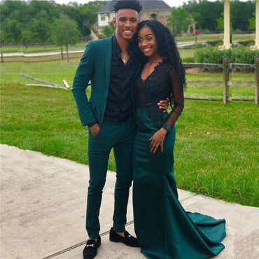 Dark Green 2-Piece Notch Lapel Designer Prom Suits Online-showprettydress