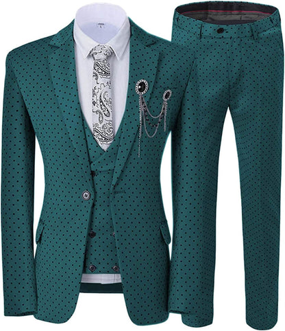 Maxwell Dark Green Notched Lapel Three Pieces Bespoke Prom Suits