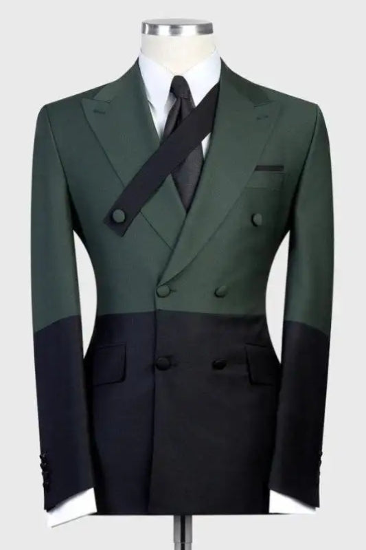 Andrew Dark Green Peaked Lapel Double Breasted Fashion Prom Suits