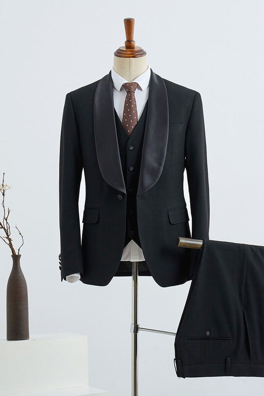 Decent Three-pieces Slim Fit Custom Wedding Suit For Grooms-showprettydress