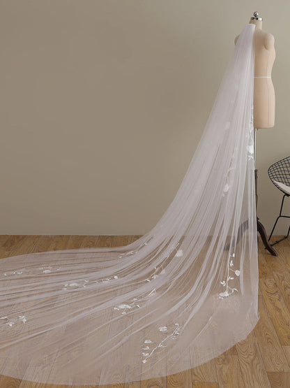 Roycebridal Delicate 3D Flower Lace Cathedral Veil Bridal Veil Wedding Veil