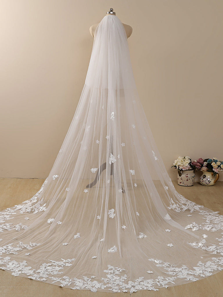 Roycebridal Delicate Flower Lace Cathedral Veil Bridal Veil Wedding Veil