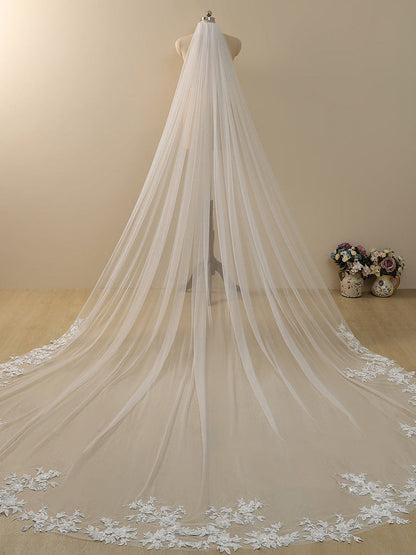 Roycebridal Delicated Flower Lace Cathedral Veil Bridal Veil Wedding Veil