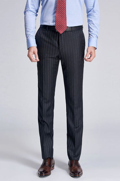 Double Breasted Mens Suits Stripes Dark Grey Suits for Men-showprettydress