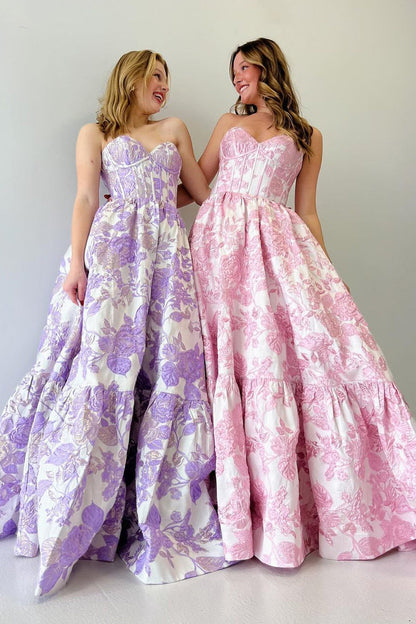 Roycebridal Delice | A-Line Sweetheart Floral Printed Long Prom Dresses