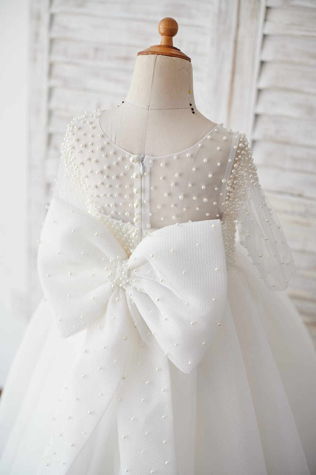 Elbow Sleeves Beaded Neoprene Tulle Wedding Flower Girl 