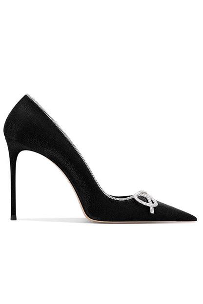 Elegant Stiletto Heel Bow Mid Heel Pumps