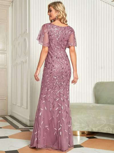 Eliza plus size event dress in dusky rose Express NZ wide - Bay Bridal and Ball Gowns