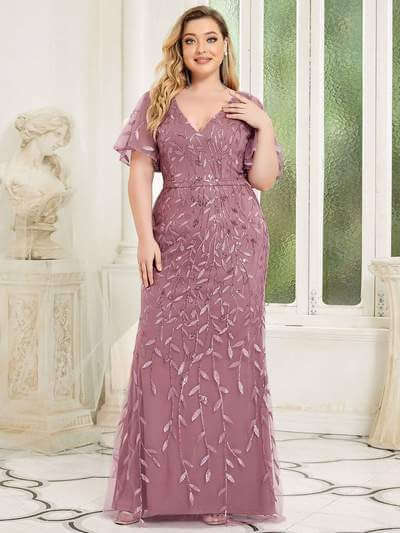 Eliza plus size event dress in dusky rose Express NZ wide - Bay Bridal and Ball Gowns