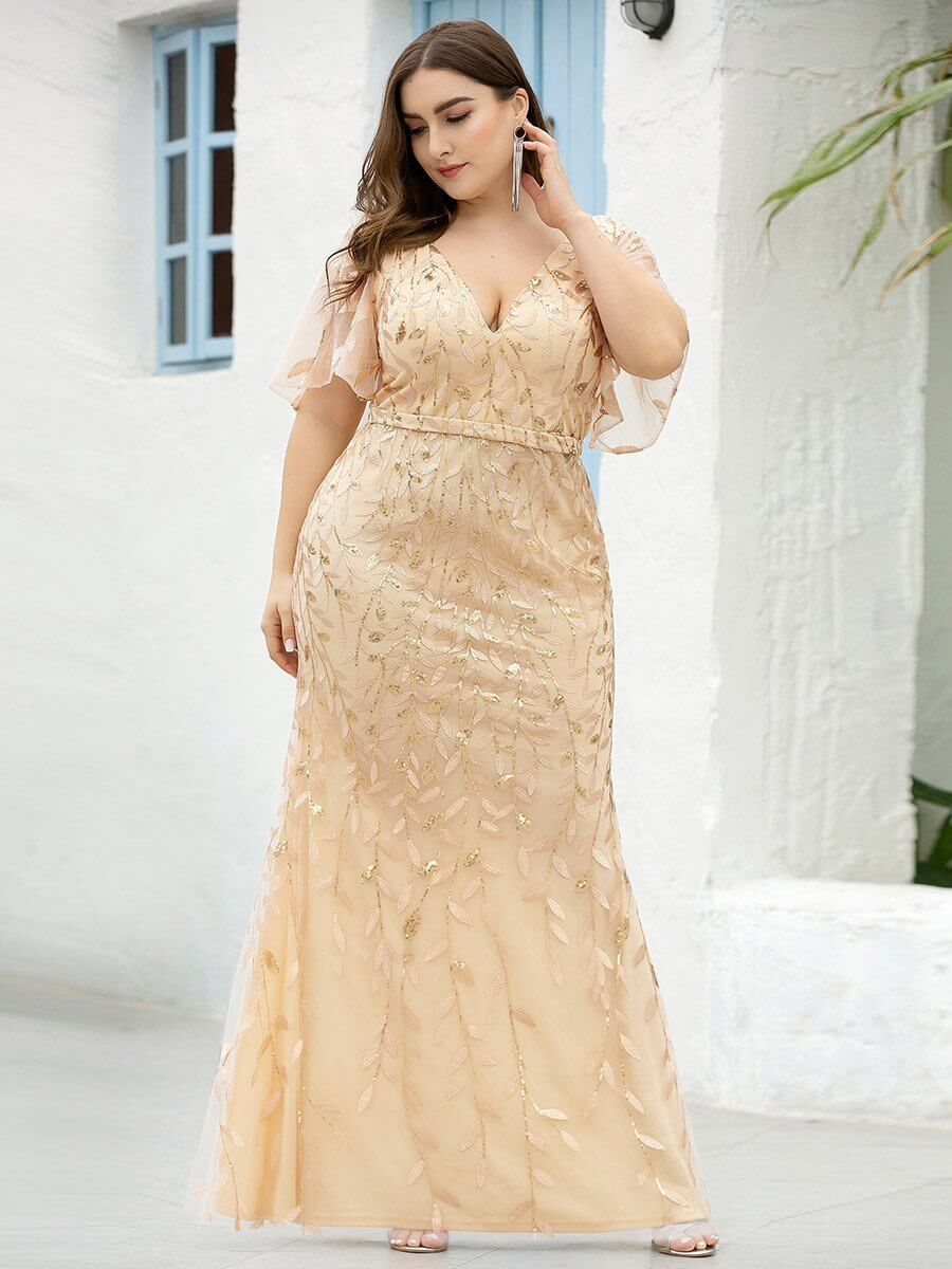 Eliza tulle sleeve mother of bride dress in light gold Express NZ wide - Bay Bridal and Ball Gowns