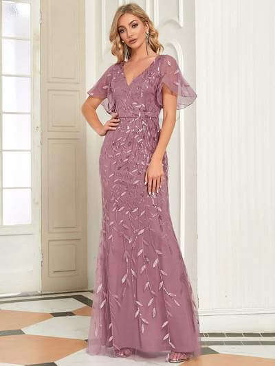 Eliza tulle sleeve mother of bride or bridesmaid dress - Bay Bridal and Ball Gowns