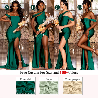 Roycebridal Emerald Green Bridesmaid Dresses Multiway High Split Mermaid Wedding Guest Dress