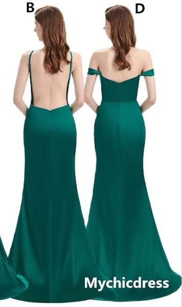 Roycebridal Elastic Satin Emerald Green Bridesmaid Dresses Off-the-shoulder Strapless