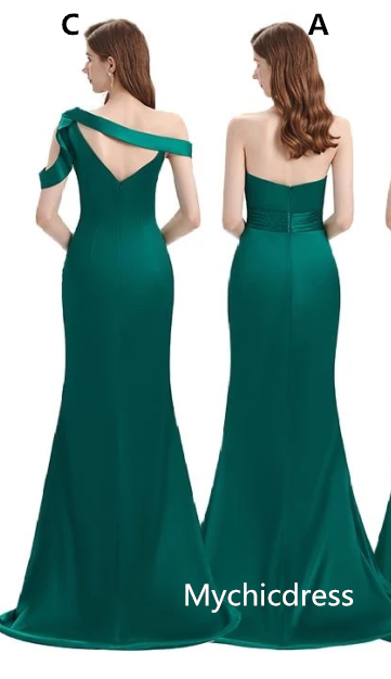 Roycebridal Elastic Satin Emerald Green Bridesmaid Dresses Off-the-shoulder Strapless