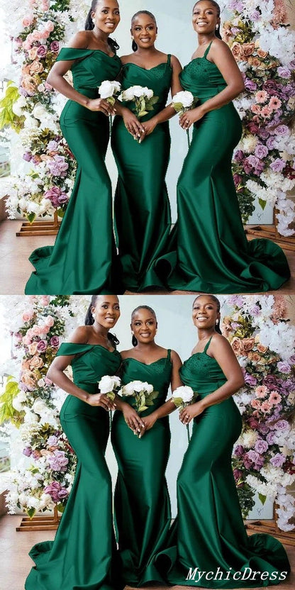 Roycebridal Cheap Emerald Green Bridesmaid Dresses Mermaid Long Off the Shoulder