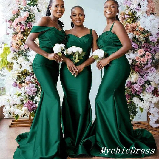 Roycebridal Cheap Emerald Green Bridesmaid Dresses Mermaid Long Off the Shoulder