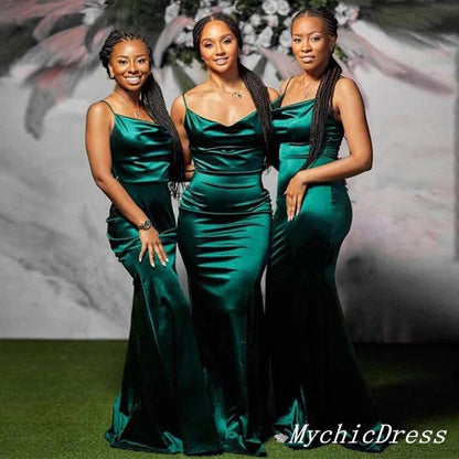 Roycebridal Beach Emerald Green Bridesmaid Dresses Silk Satin Wedding Guest Dress