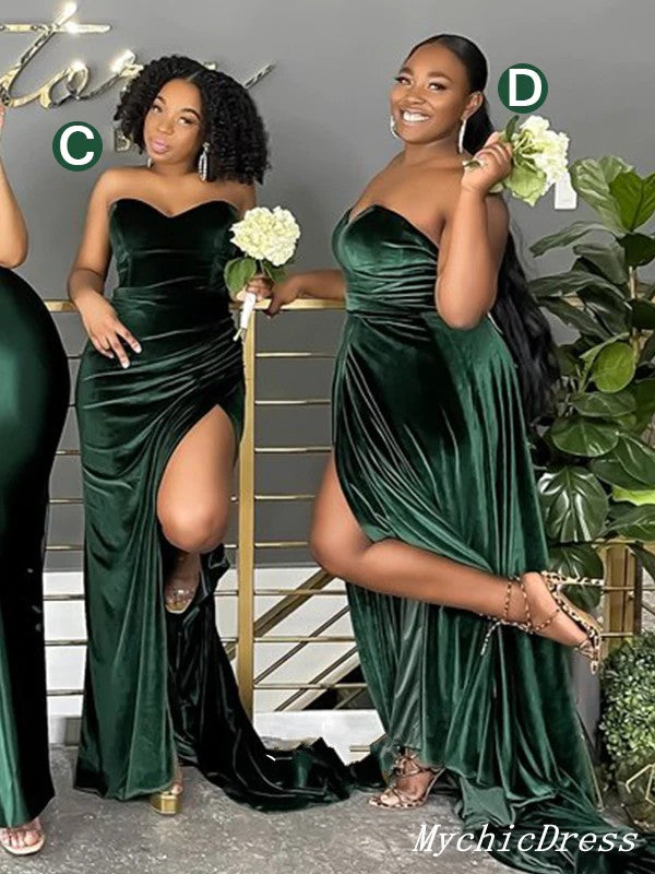 Roycebridal Cheap Multiway African Green Bridesmaid Dresses Velvet Emerald Wedding Guest Dress