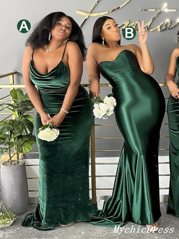 Roycebridal Cheap Multiway African Green Bridesmaid Dresses Velvet Emerald Wedding Guest Dress