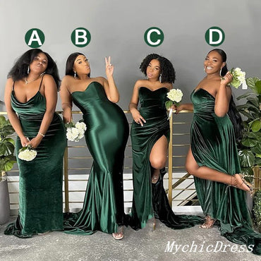 Roycebridal Cheap Multiway African Green Bridesmaid Dresses Velvet Emerald Wedding Guest Dress