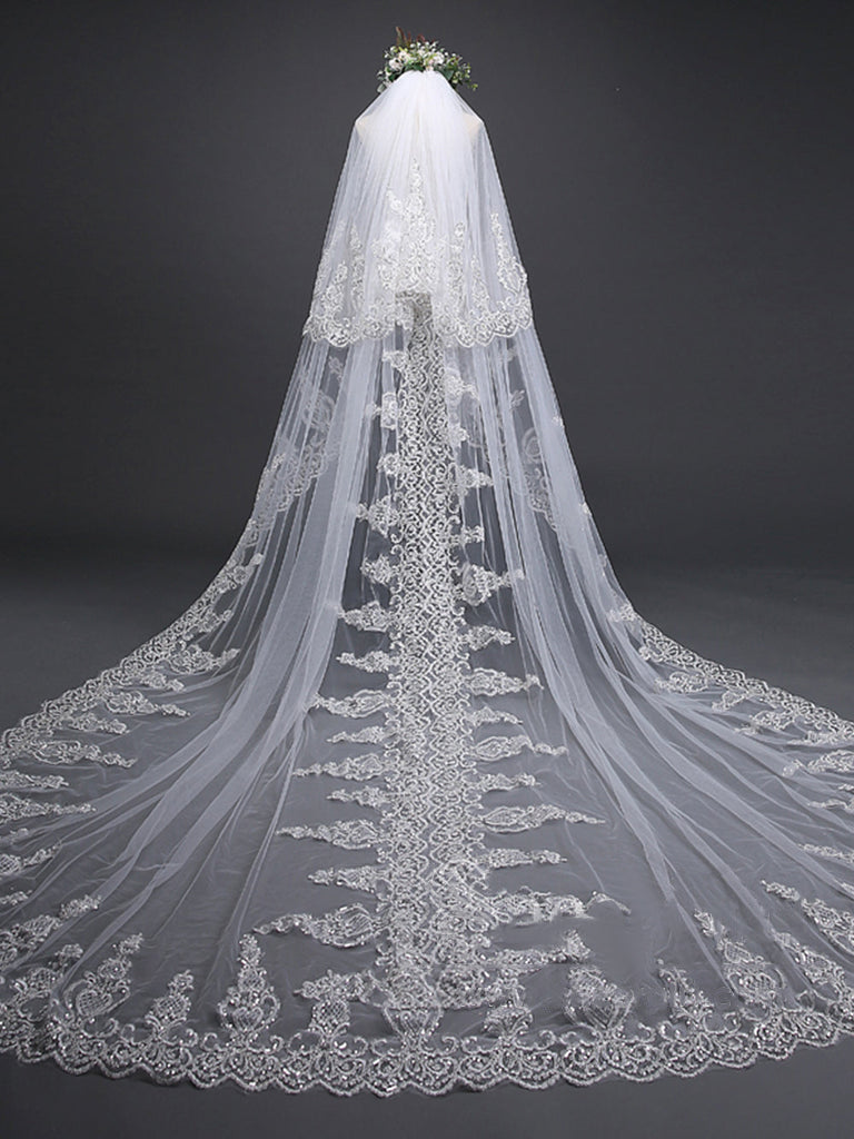 Roycebridal Exquise Floral Lace with Shaped Edge Cathedral Veil Bridal Veil Wedding Veil