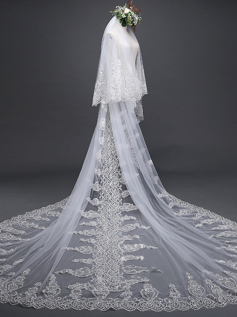 Roycebridal Exquise Floral Lace with Shaped Edge Cathedral Veil Bridal Veil Wedding Veil