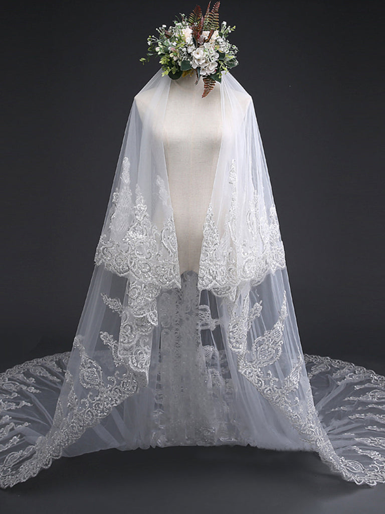 Roycebridal Exquise Floral Lace with Shaped Edge Cathedral Veil Bridal Veil Wedding Veil