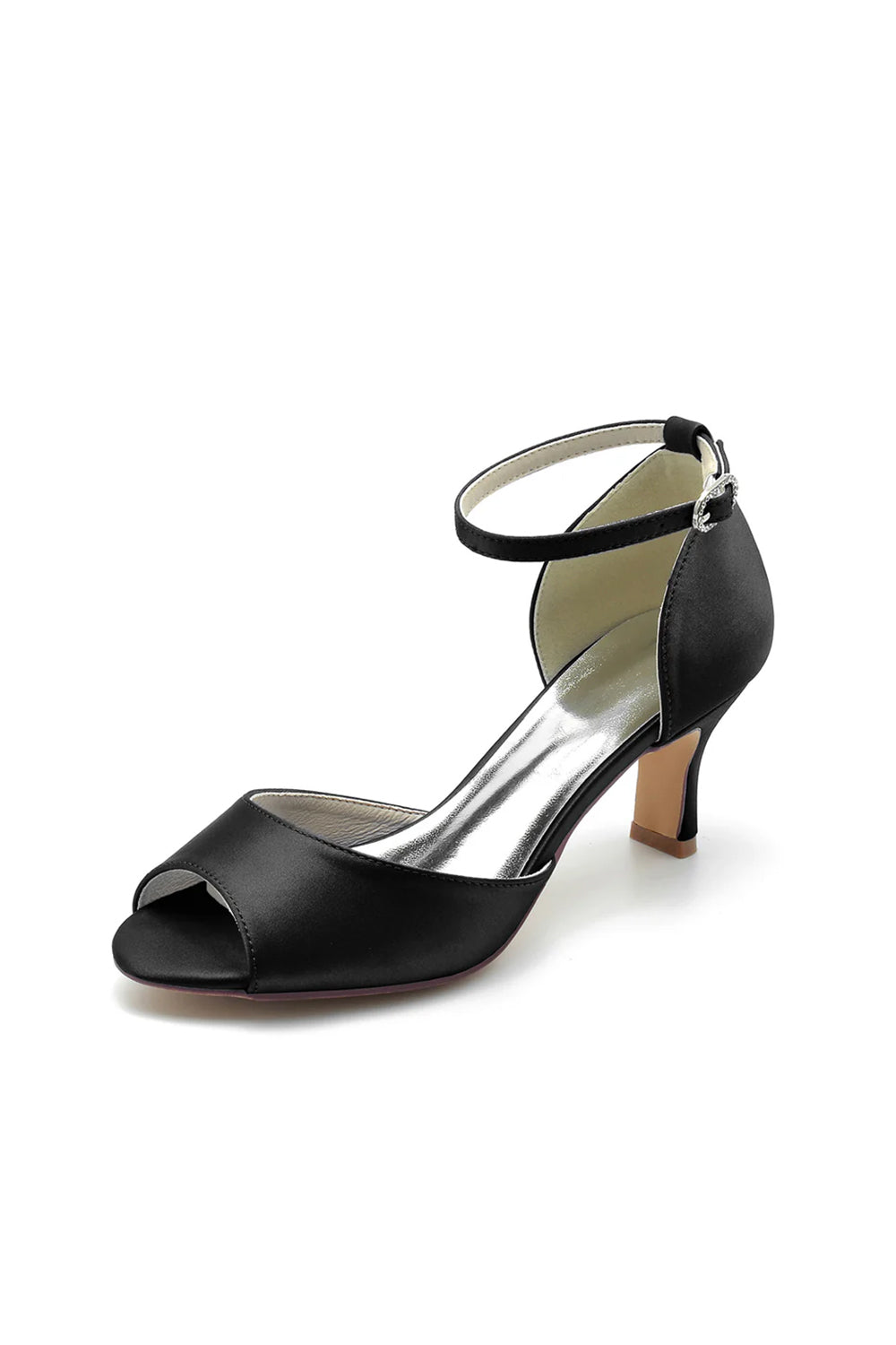 Peep Toe One-strap Buckle Chunky Heel Pumps