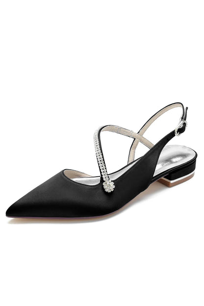 Double Straps Crystal Pointed Toe Mules