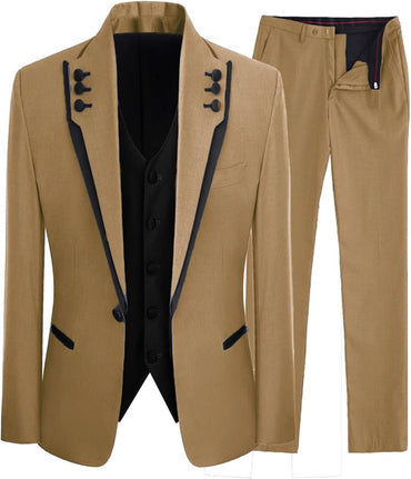 Jesse Fancy Light Brown Shawl Lapel Three Pieces Men Suits For Prom