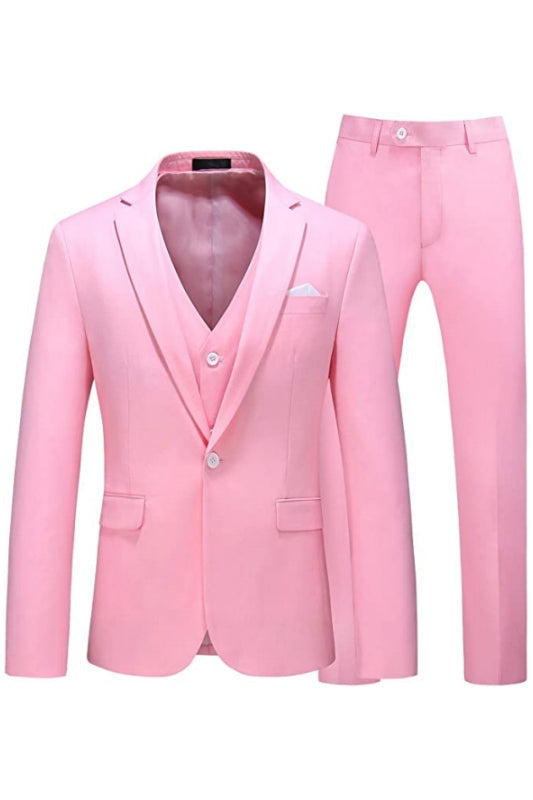 Berg Fancy Pink Notched Lapel Three Pieces Prom Suits