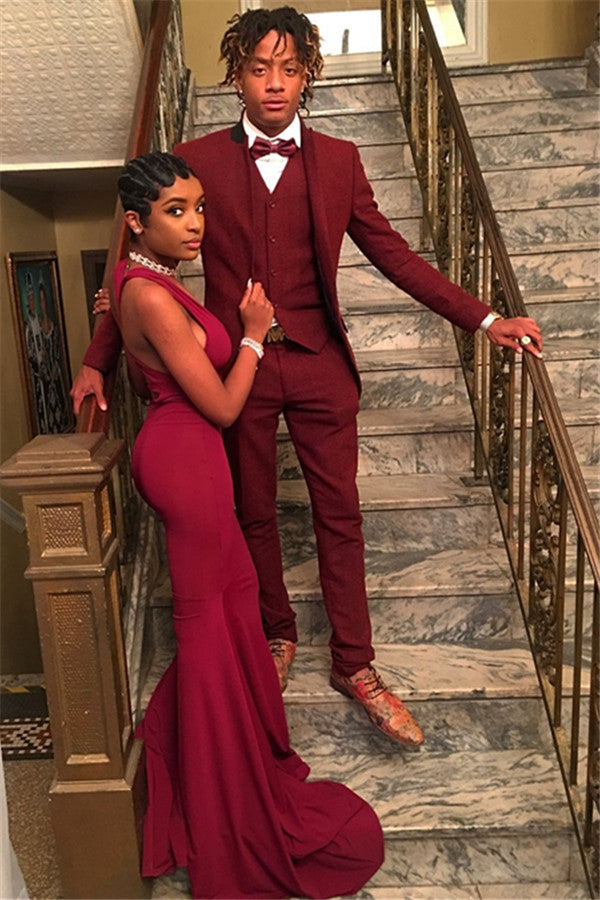 Fashion Red Suit for Prom Three Pieces Slim Fit Men Suit Online-showprettydress