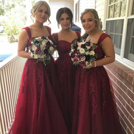 Burgundy Lace Bridesmaid Dress