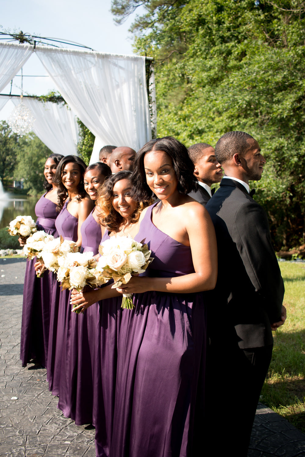 Roycebridal A-Line Simple One Shoulder Purple Bridesmaid Dresses with pockets