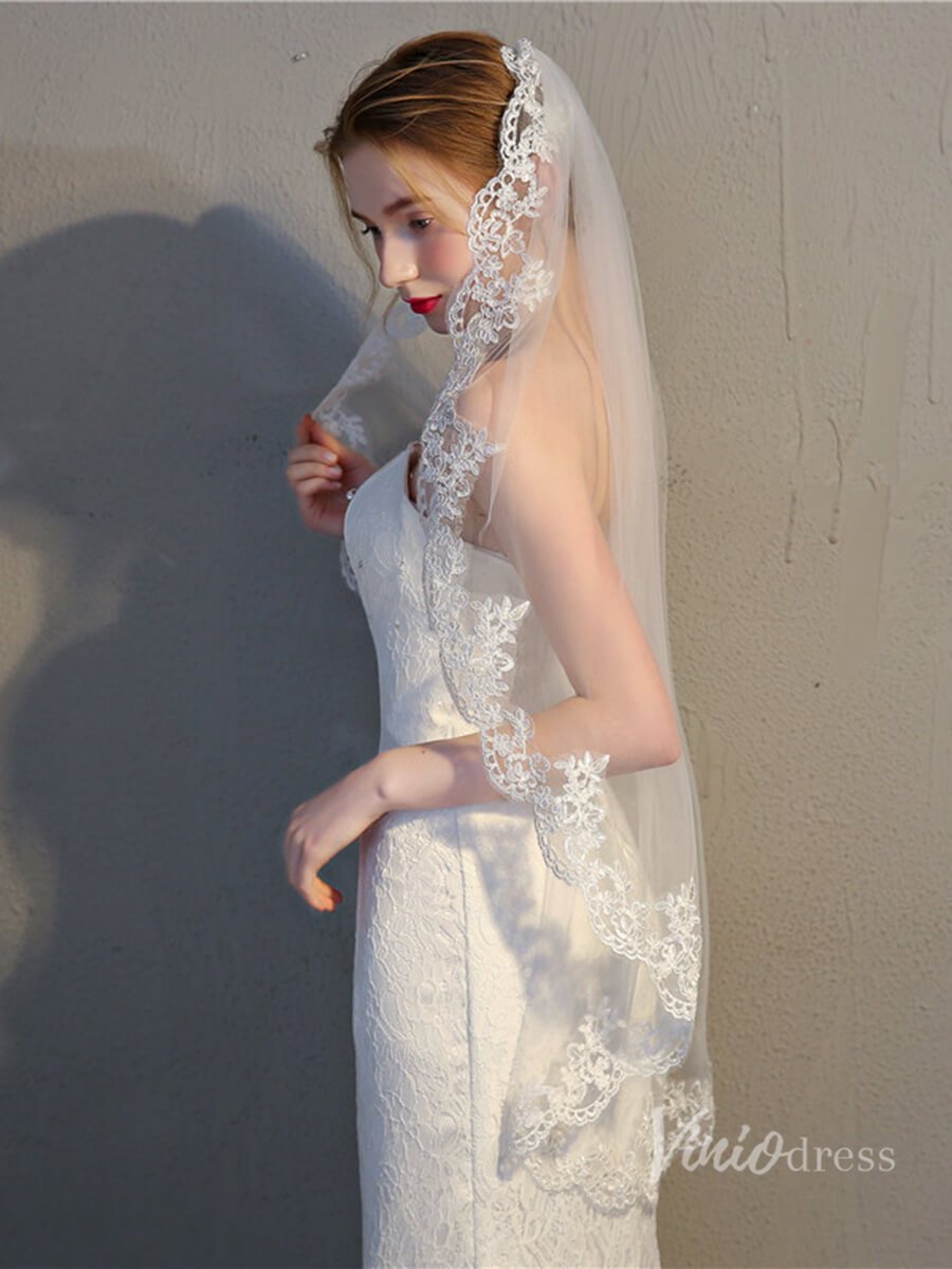 Fingertip Length Mantilla Veil Viniodress TS17122-Veils-Viniodress-Viniodress