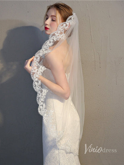 Fingertip Length Mantilla Veil Viniodress TS17122-Veils-Viniodress-Viniodress