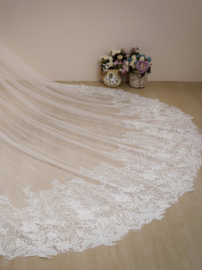 Roycebridal Flower Lace Cathedral Veil Bridal Veil Wedding Veil