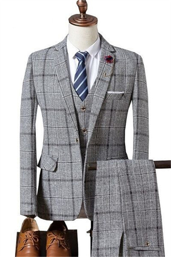 Formal Plaid Business Men Suits Decent Slim Fit Marriage Suits Online-showprettydress