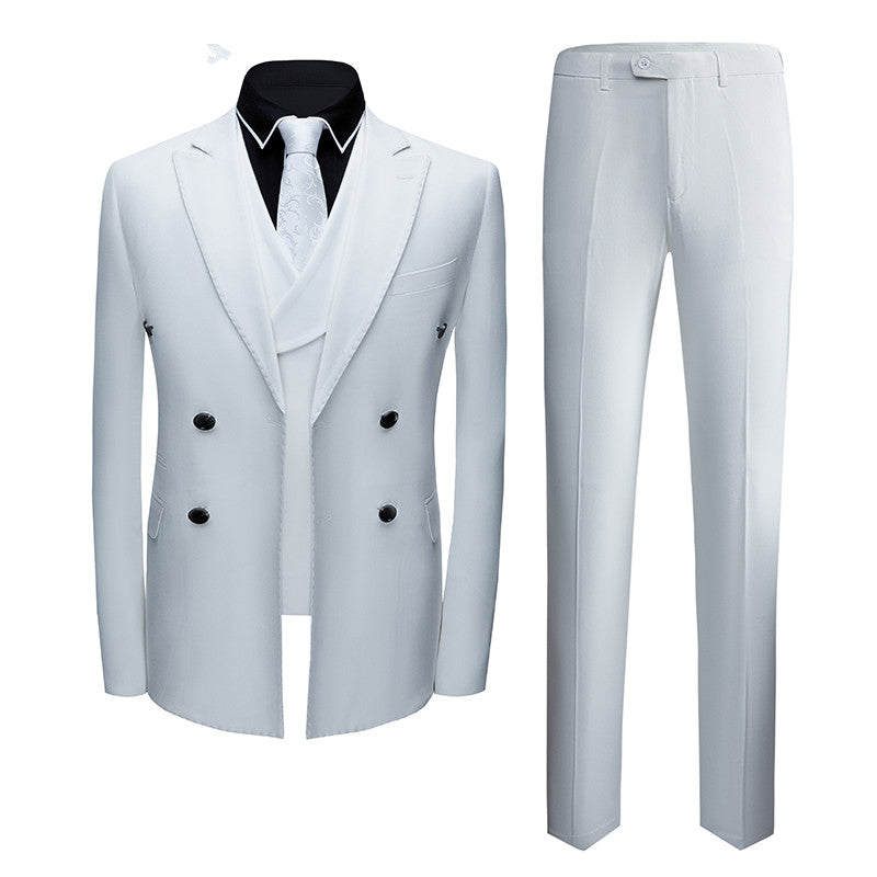 Formal White Business Men Suits with Three Pieces Peak Lapel Suit Online-showprettydress