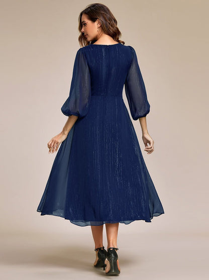 Francis sleeved mother of the groom ruffled dress in navy s12 Express NZ wide - Bay Bridal and Ball Gowns