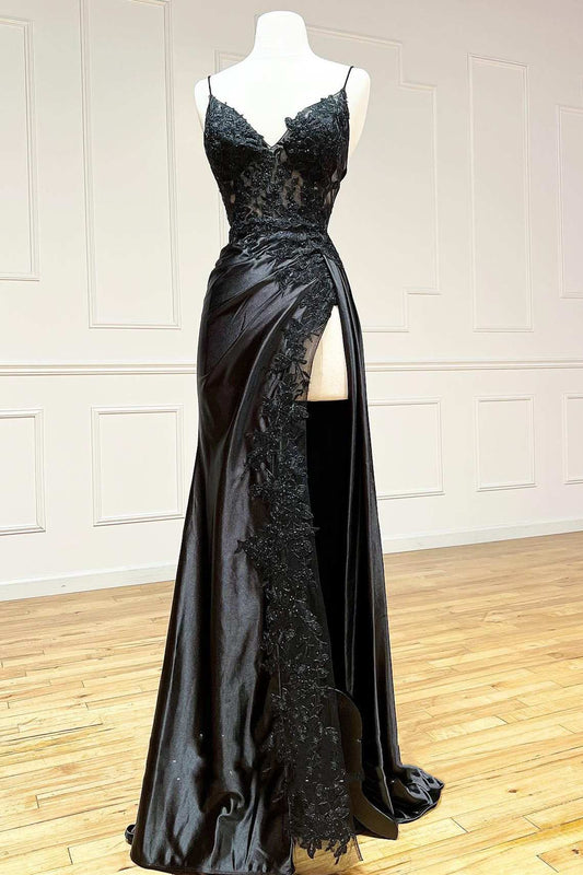 Roycebridal Beatrice |Sheath Black Long Appliques Prom Dress