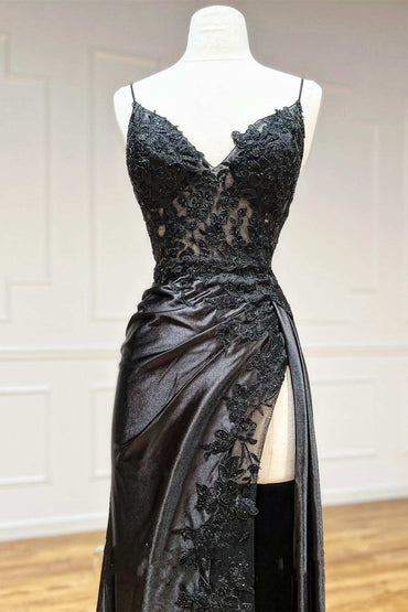 Roycebridal Beatrice |Sheath Black Long Appliques Prom Dress