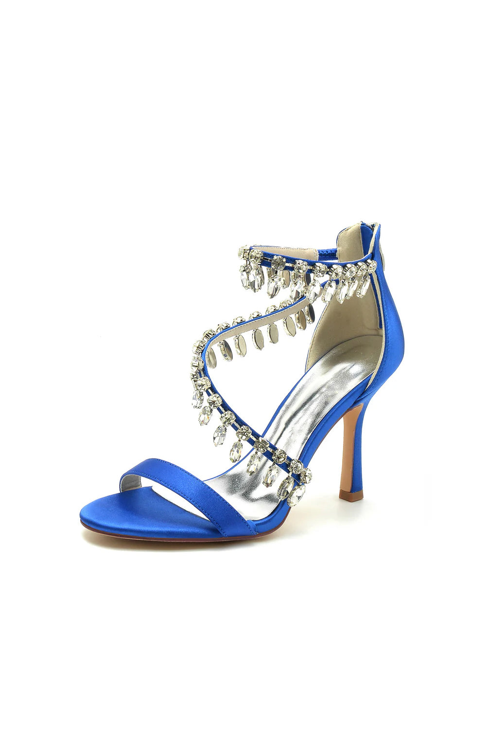 Open Toe Crystal Ankle Strap Stiletto Sandals