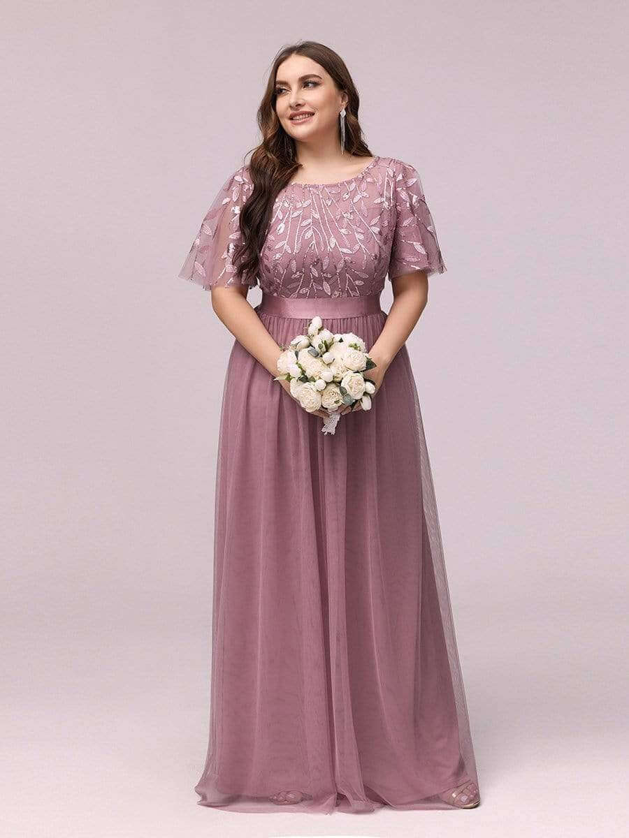 Georgia flutter sleeve tulle bridesmaid dress in dusky rose s22 Express NZ wide - Bay Bridal and Ball Gowns