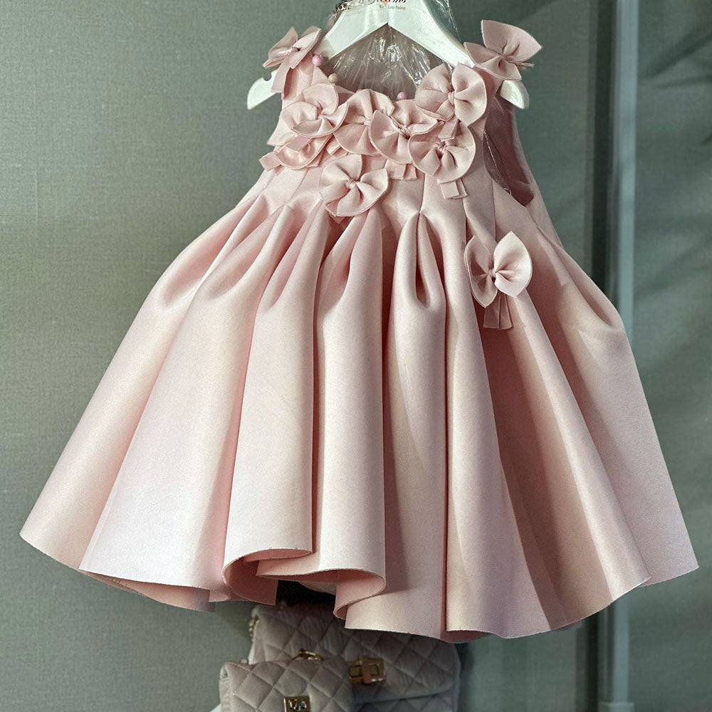 Roycebridal Luxury Arabic Beige Girl Dress Handmade Flowers Dubai Baby Kids Princess Birthday Wedding Party Ball Gown 2025 J370