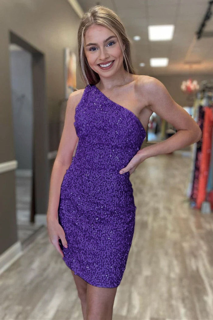 Vicky |Sheath One Shoulder Sequins Homecoming Dress