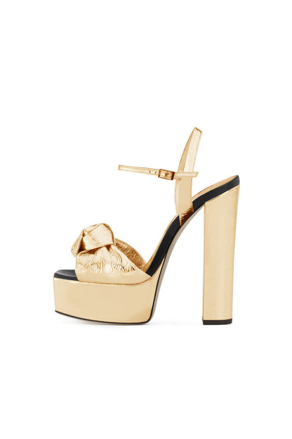 Outdoor Gold Platform Sandals with Chunky Heels