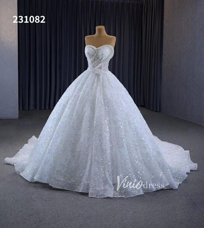 Gorgeous Beaded Strapless Wedding Dresses Sweetheart Neck Bridal Gown 231082-wedding dresses-Viniodress-Viniodress