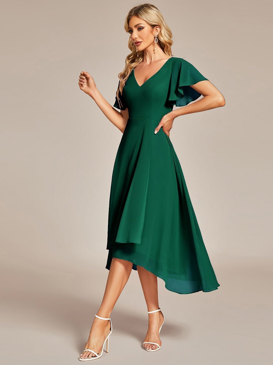 Grace emerald short chiffon dress Express NZ wide - Bay Bridal and Ball Gowns